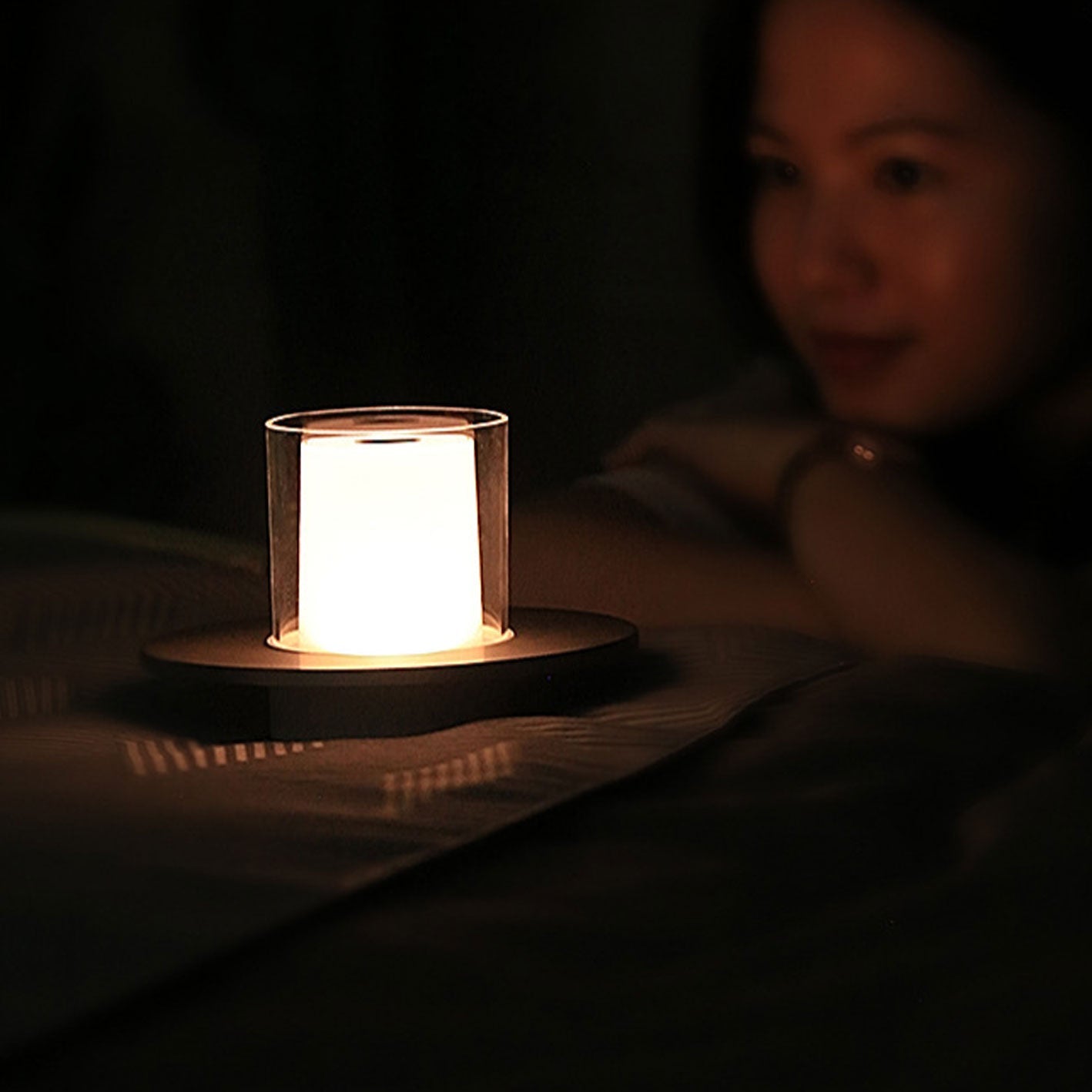 Modern Light Luxury Cylindrical LED Candlestick Night Light Table Lamp