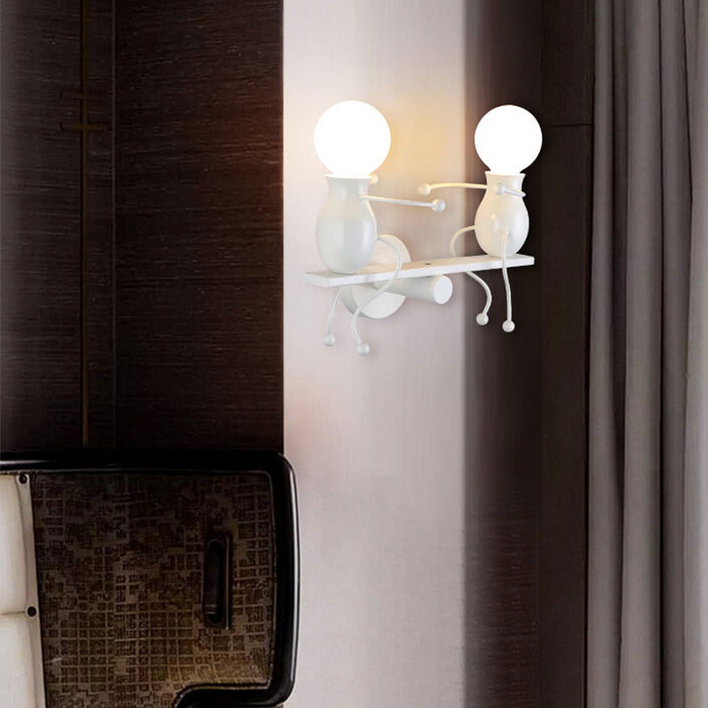 Modern Creative Two Little People 2-Light Wall Sconce Lamp