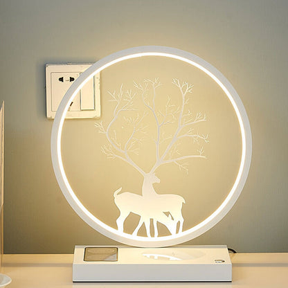 Creative Round Deer Design LED Wireless Charging Touch Decorative Table Lamp