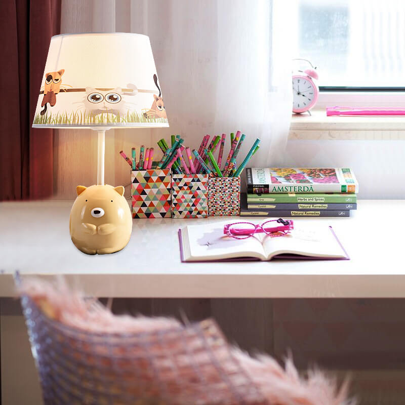 Nordic Fun Cartoon Pattern Resin Fabric Children 1-Light Table Lamp