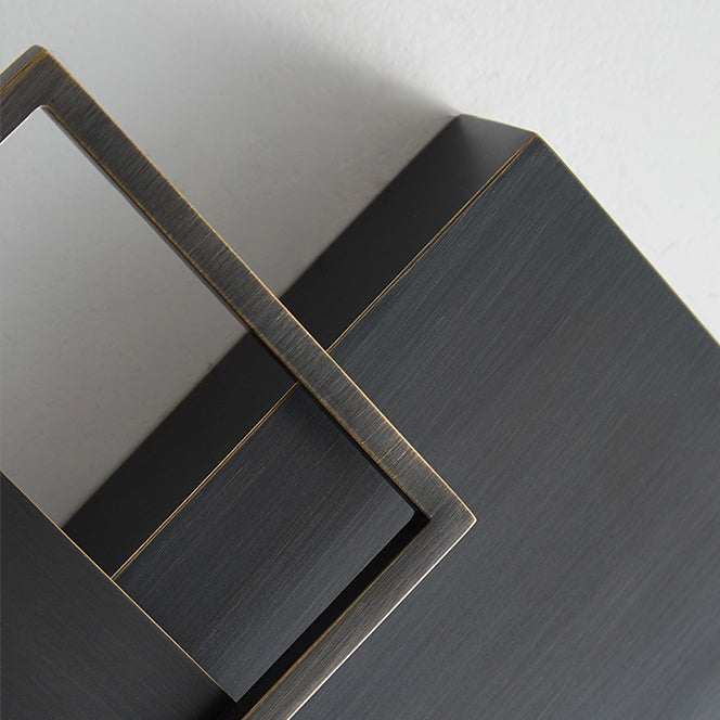 Modern Mid-century All Copper Rectangular Geometric LED Wall Sconce Lamp For Bedside