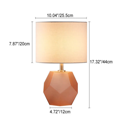 Nordic Drum Fabric Rhombus Ball Base 1-Light Table Lamp