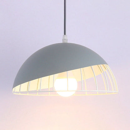 Nordic Macaron Aluminum 1-Light Wire Dome Cage Pendant Light