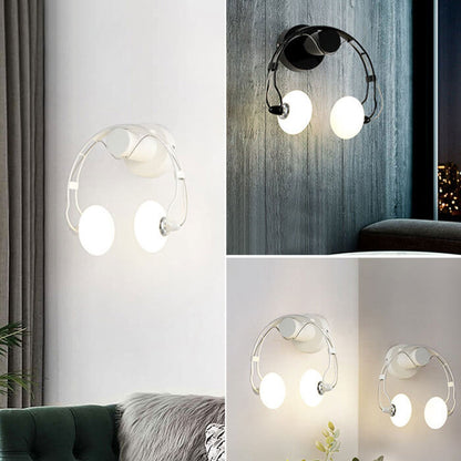 Modern Glass Creative Headphone Design 2-Light Wall Sconce Lamp