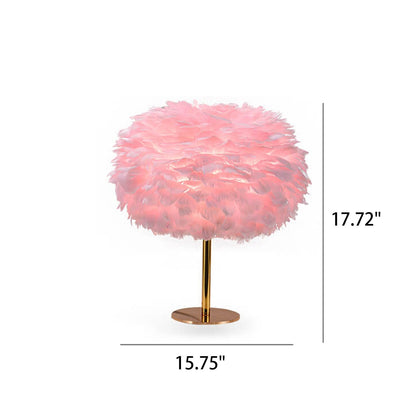 Nordic Goose Feather Round Iron Base 1-Light Table Lamp