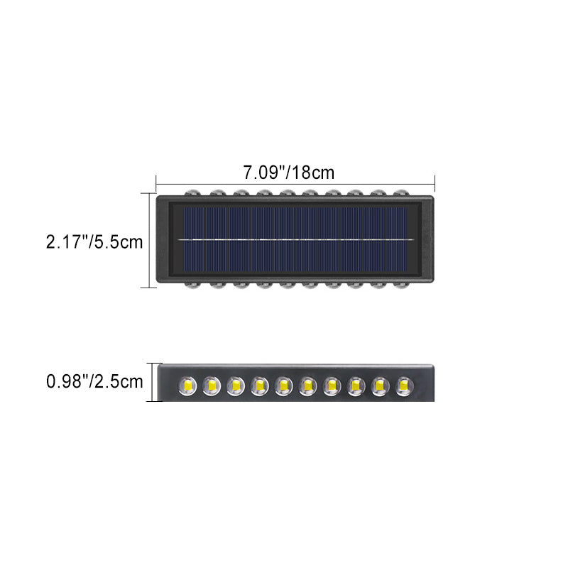 モダンでシンプルなソーラー防水長方形ABS PVC LED壁取り付け用燭台ランプ（屋外パティオ用） 
