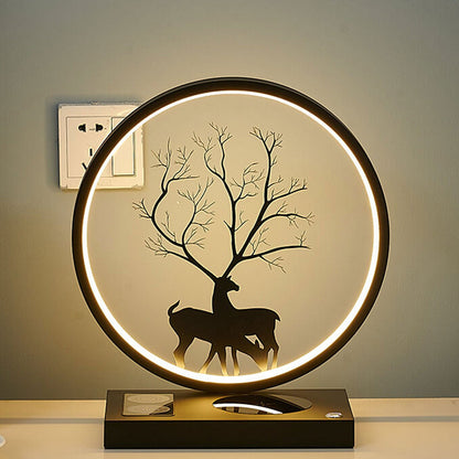 Creative Round Deer Design LED Wireless Charging Touch Decorative Table Lamp