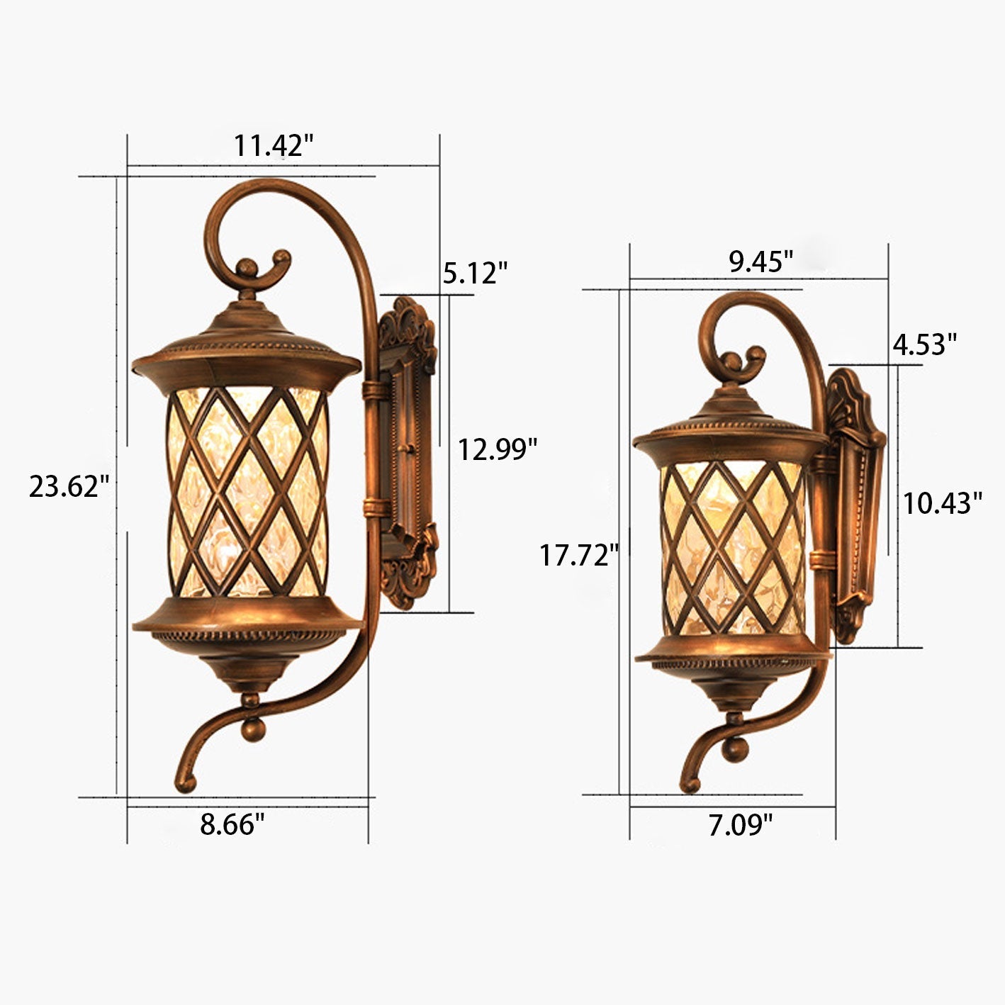 European-style Retro Pineapple Pattern Aluminum Glass Waterproof LED Outdoor Wall Sconce Lamp