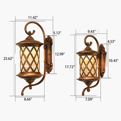 European-style Retro Pineapple Pattern Aluminum Glass Waterproof LED Outdoor Wall Sconce Lamp