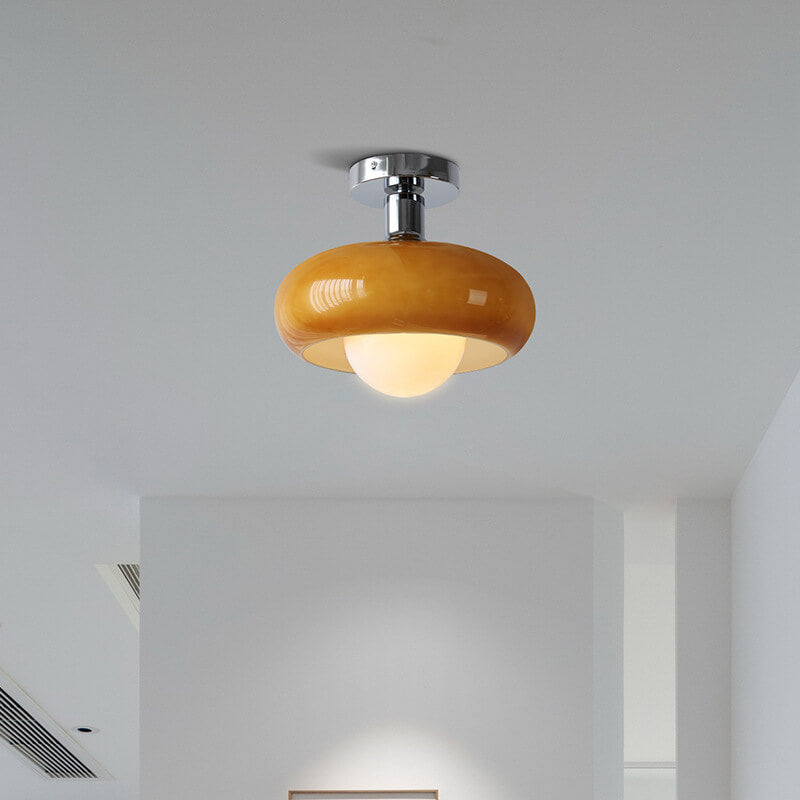 Modern Glass Creative Egg Tart Design 1-Light Flush Mount Light