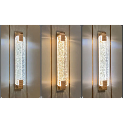 European Light Luxury Rectangular Bubble Crystal LED Wall Sconce Lamp