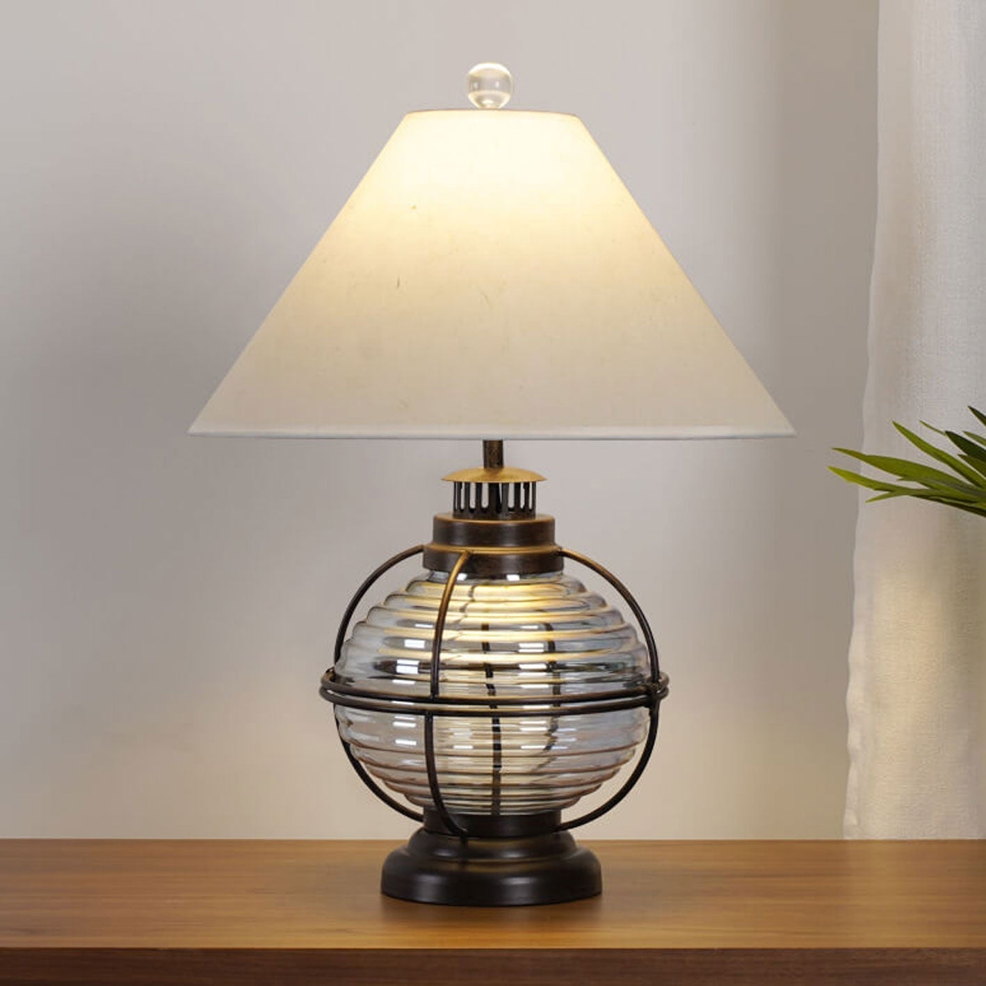 Vintage Iron Glass Horse Lamp Design Fabric 1 - Light Table Lamp