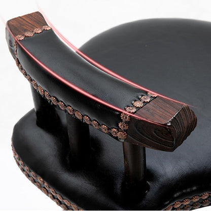 Contemporary Retro Round Faux Leather Wood Legs Swivel Bar Stool Low Back Footrest For Dining Room