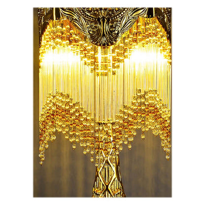 French Brass Crystal Tassel Luxury 1-Light Table Lamp