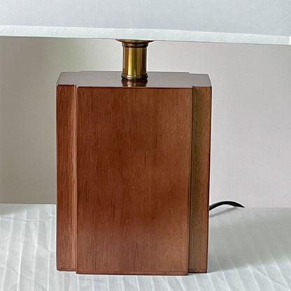 Vintage Semicircle Fabric Wooden Base 1-Light Table Lamp