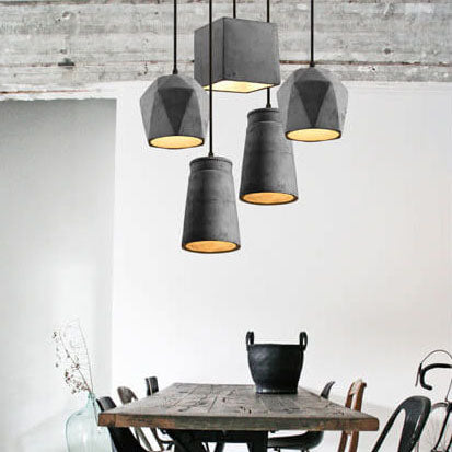 Industrial Simplicity  Cement Geometric 1-Light  Pendant Light