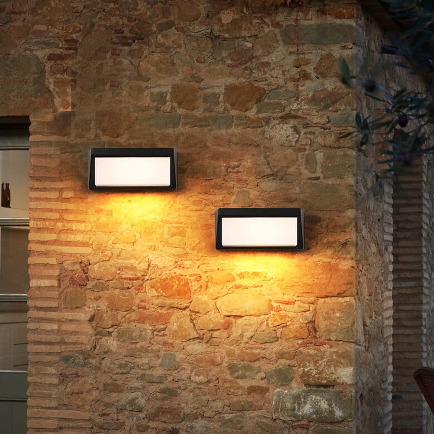 مصباح حائط LED خارجي مقاوم للماء بتصميم هندسي مربع حديث يعمل بالطاقة الشمسية 