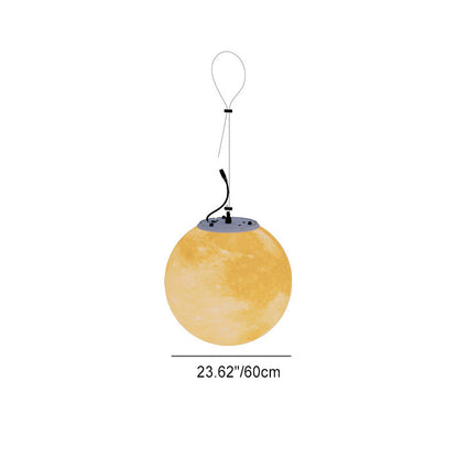 Contemporary Nordic Solar Waterproof PE Resin Round Moon LED Pendant Light For Outdoor Patio