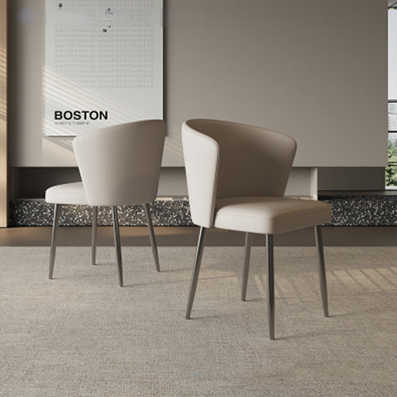 Contemporary Luxury Square Upholstered Microfiber Leather Carbon Steel Dining Chair Curved Backrest For Dining Room