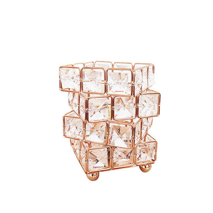 Creative Crystal Cube Ostrich Feather 1-Light Decorative Table Lamp