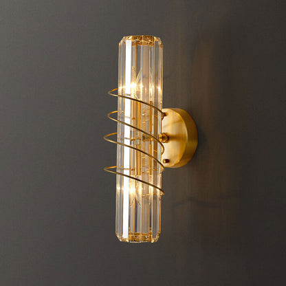 Nordic Luxury Brass Crystal Geometric Ring 2/3 Light Wall Sconce Lamp