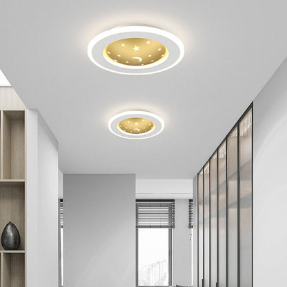 Nordic Minimalist Starry Sky Square Round Wrought Iron Aluminum LED Flush Mount Ceiling Light