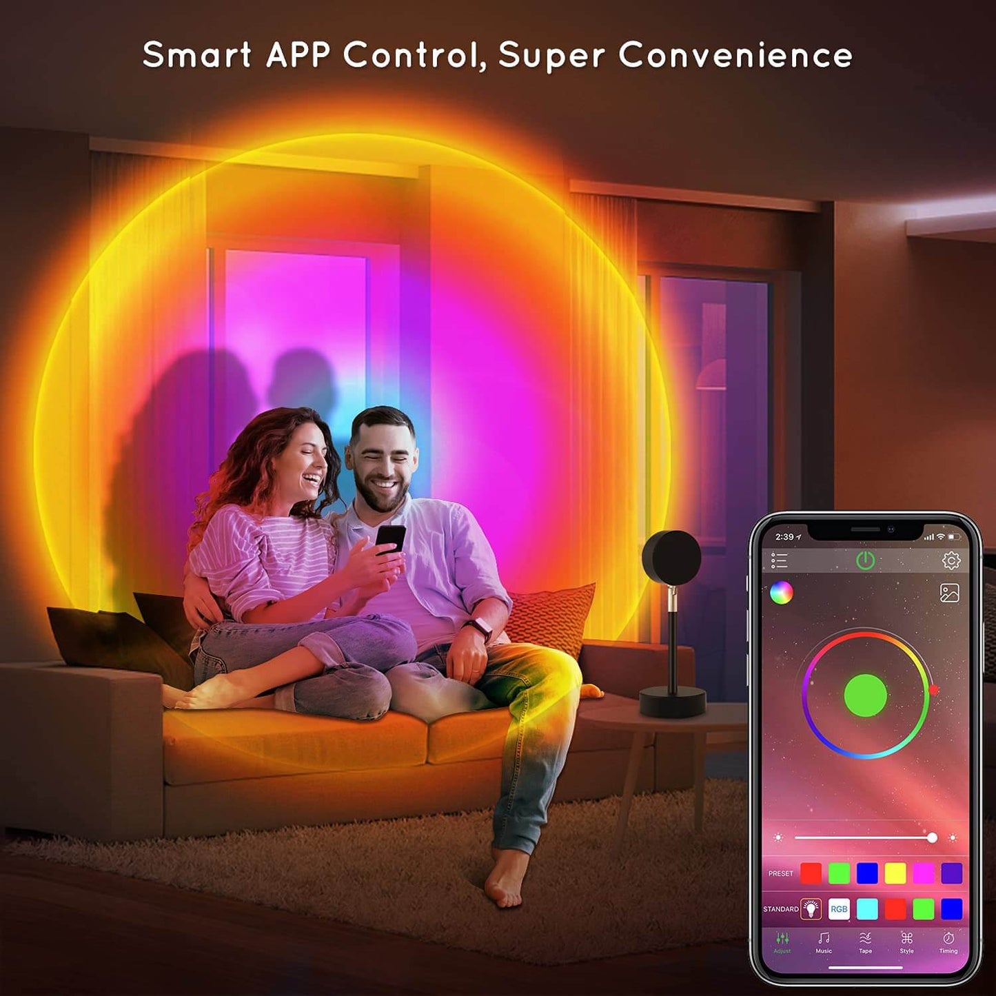 Sunset Lamp APP Control Sunset Projection Lamp 16 RGB 180 Degree Rotation Floor Lamps