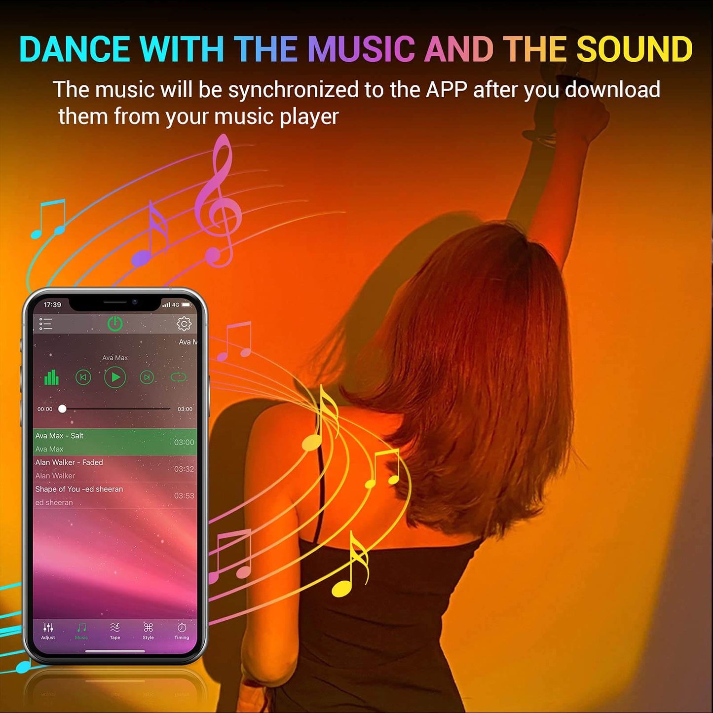 Sunset Lamp APP Control Sunset Projection Lamp 16 RGB 180 Degree Rotation Floor Lamps