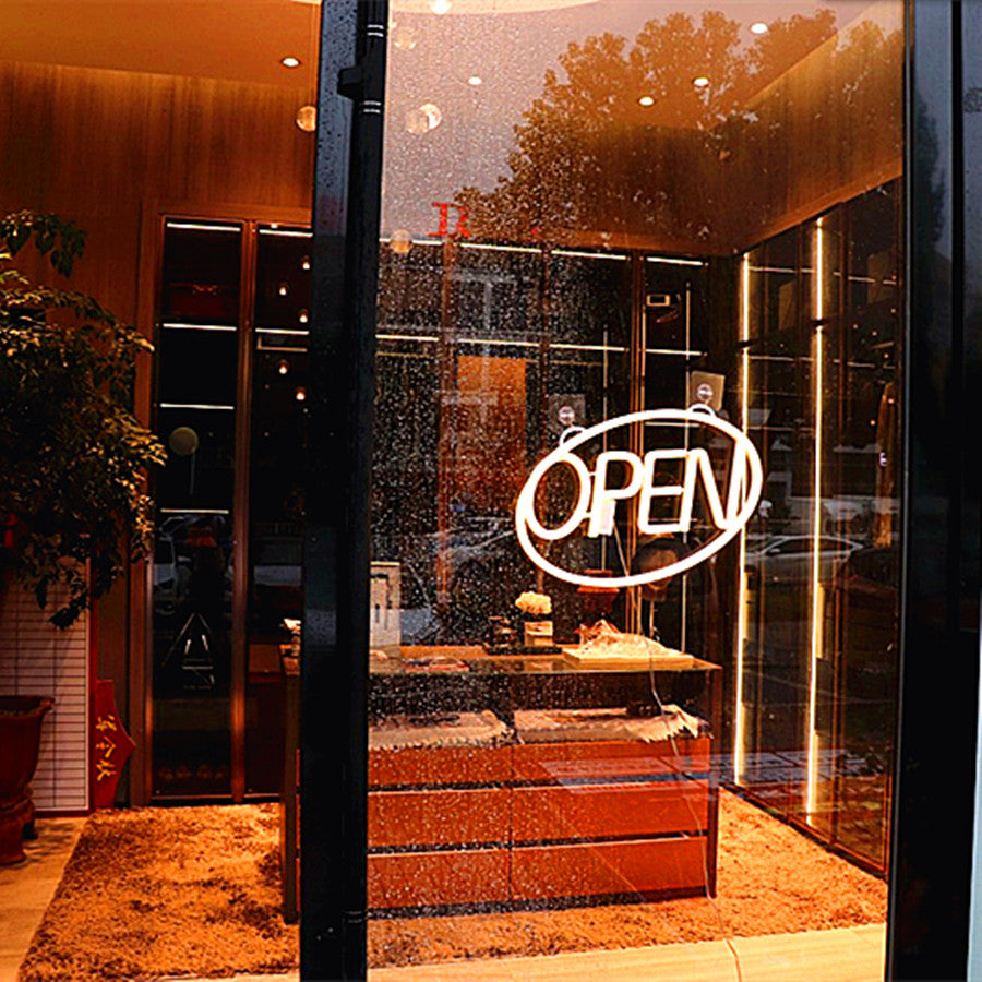 Modern Art Deco Waterproof PS OPEN LED Outdoor Hanging Neon Wall Sconce Lamp For Dining Room