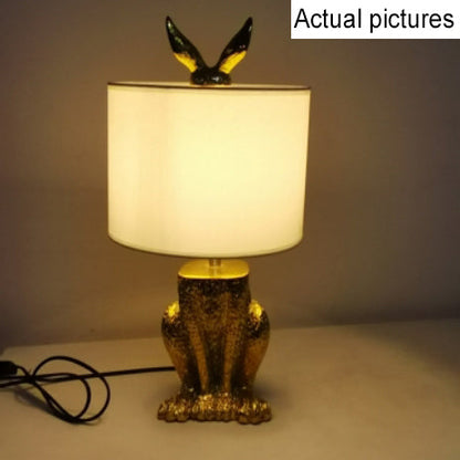 Modern Creative Cylindrical Golden Rabbit Lamp Body 1-Light Table Lamp