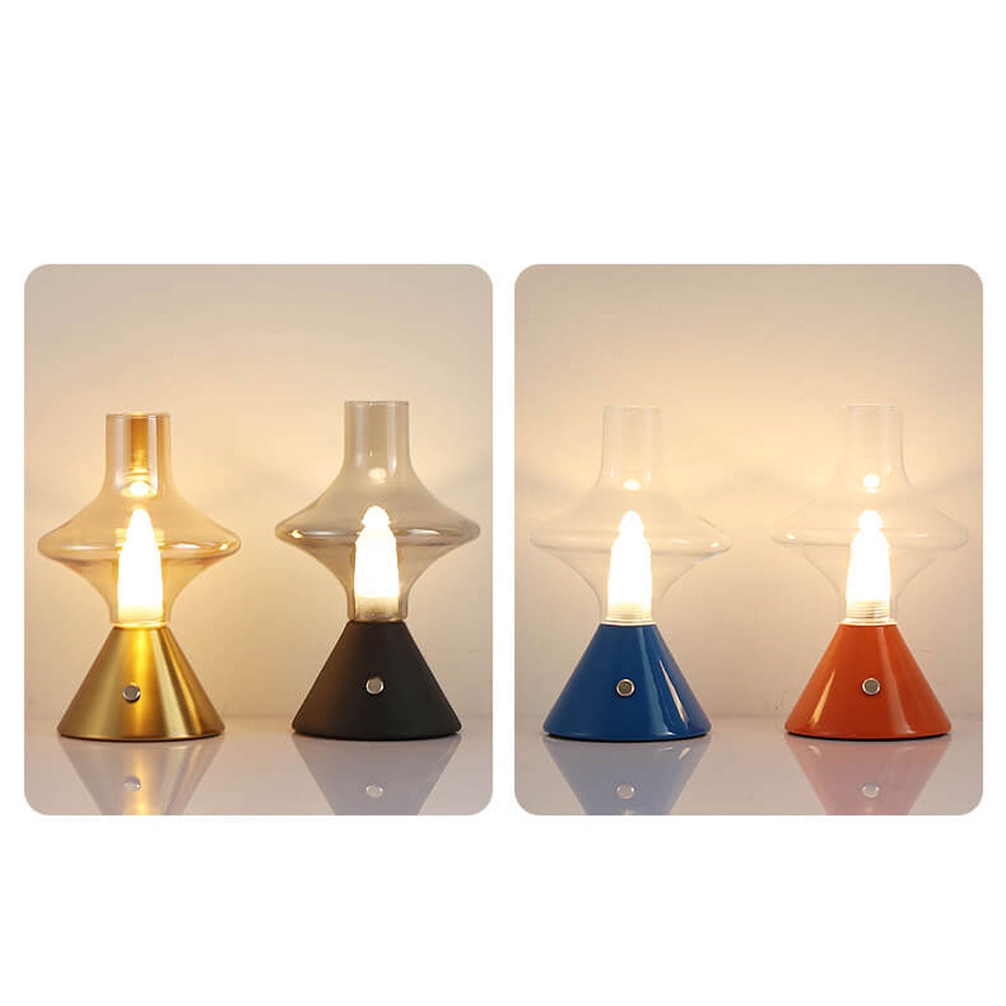 Nordic Retro High Boron Glass USB Charging LED Night Light Table Lamp