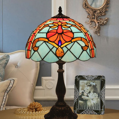 European Tiffany Stained Glass 1-Light Mediterranean Table Lamp