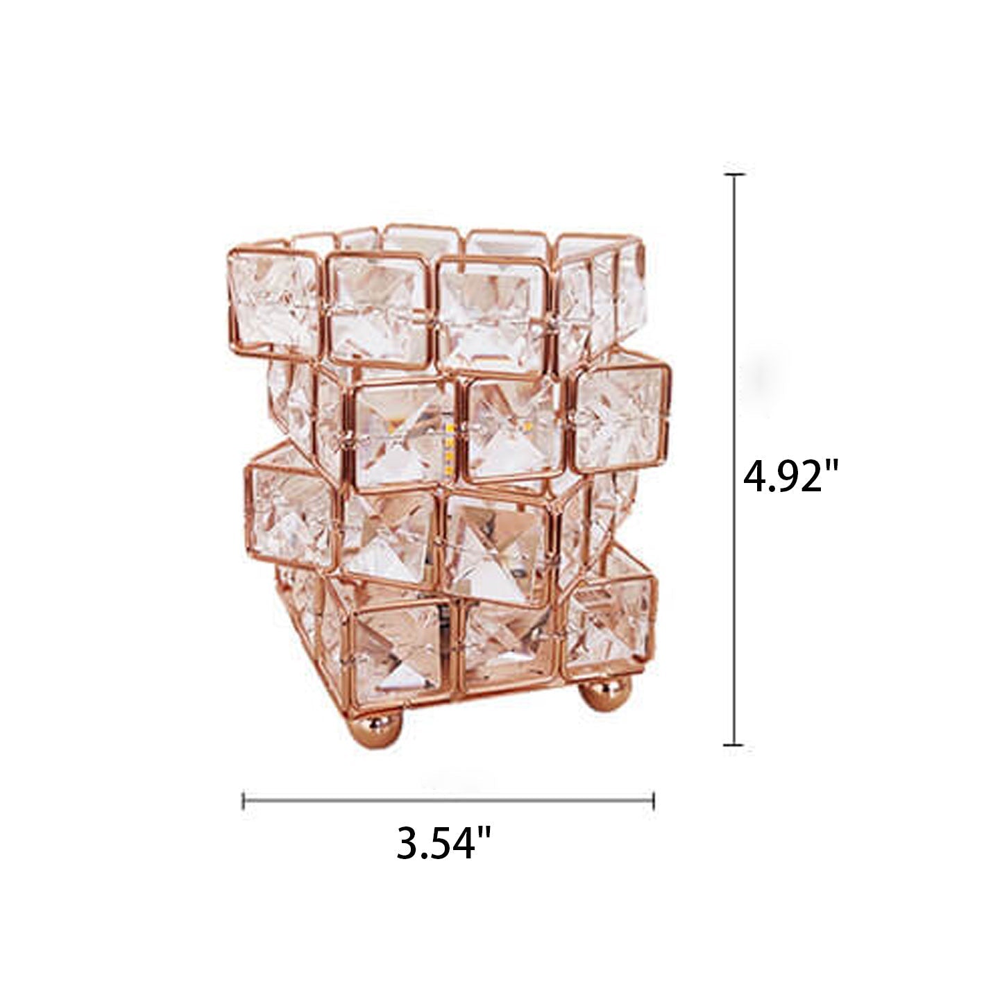 Creative Crystal Cube Ostrich Feather 1-Light Decorative Table Lamp