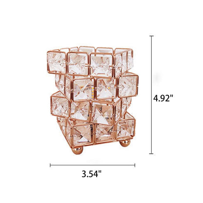 Creative Crystal Cube Ostrich Feather 1-Light Decorative Table Lamp