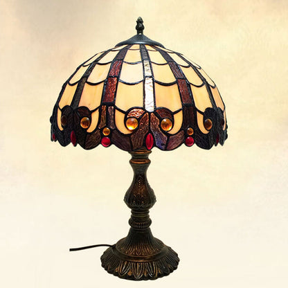 Vintage Tiffany Stained Glass Shade 1-Light Table Lamp