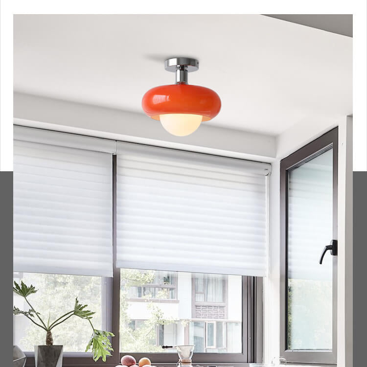 Modern Glass Creative Egg Tart Design 1-Light Flush Mount Light