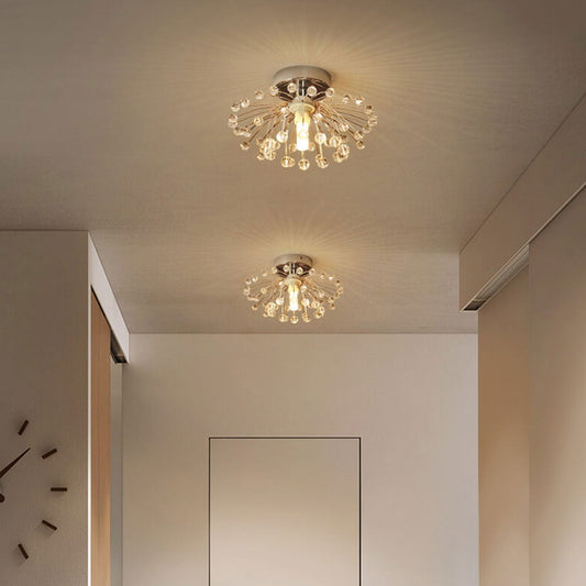 Nordic Light Luxury Crystal Dandelion 1-Light Semi-Flush Mount Ceiling Light