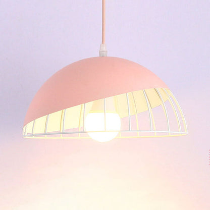 Nordic Macaron Aluminum 1-Light Wire Dome Cage Pendant Light