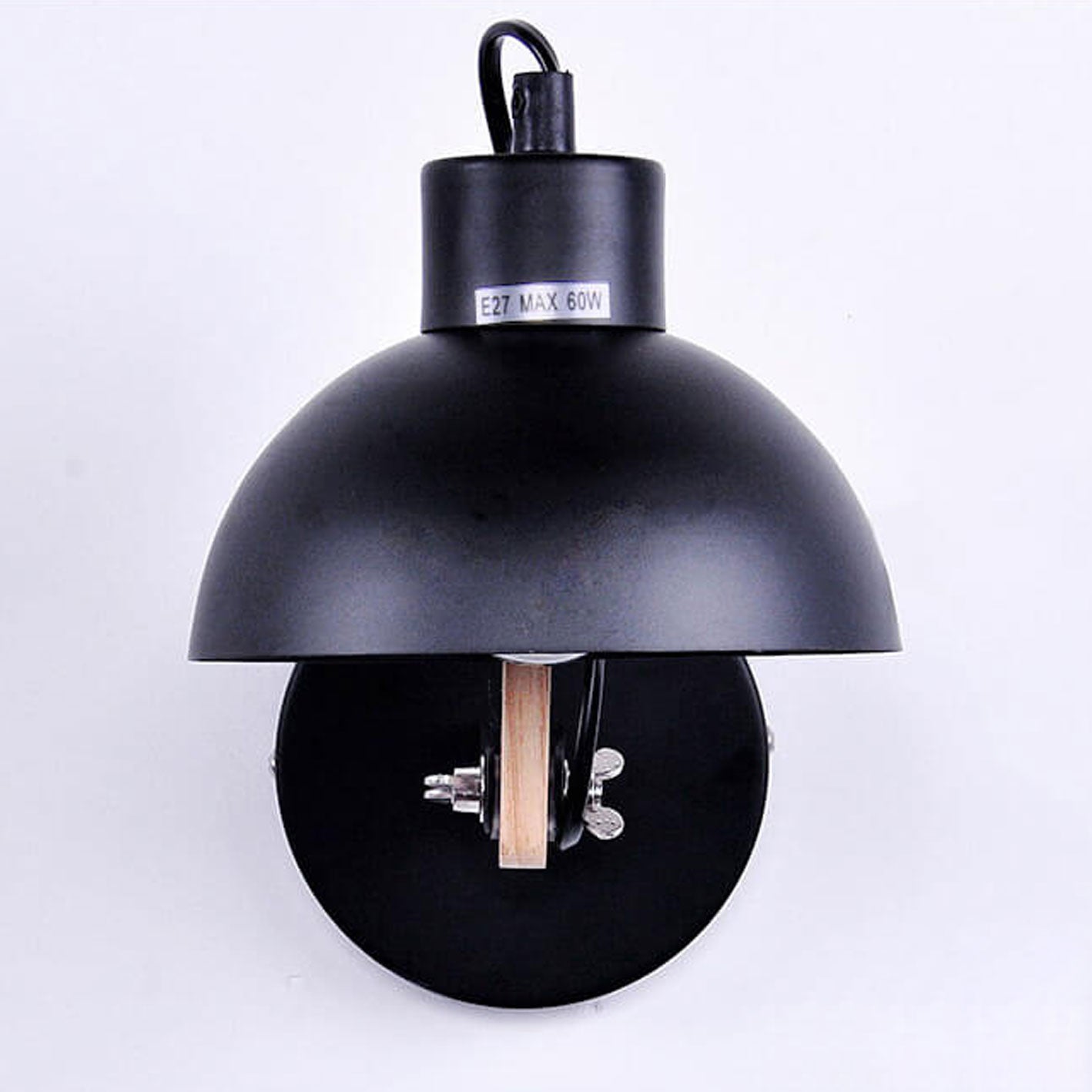 Nordic Simple Semicircle Solid Wood Wrought Iron 1-Light Wall Sconce Lamp