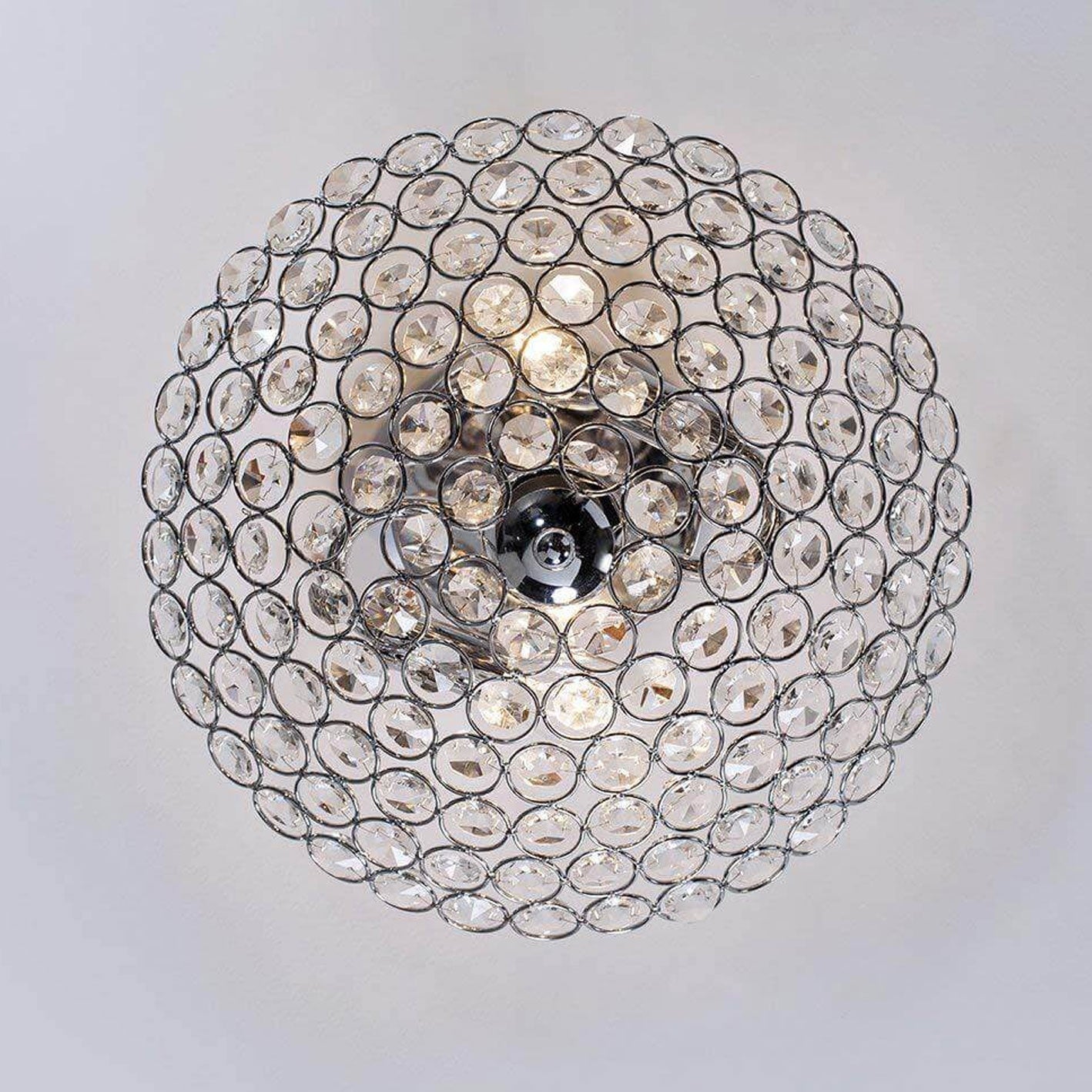 Modern Minimalist Half Circle Crystal 2-Light Chandelier Flush Mount Ceiling Light