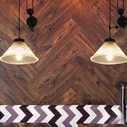 Industrial Glass Lampshade Retro Pulley 1-Light Pendant Light