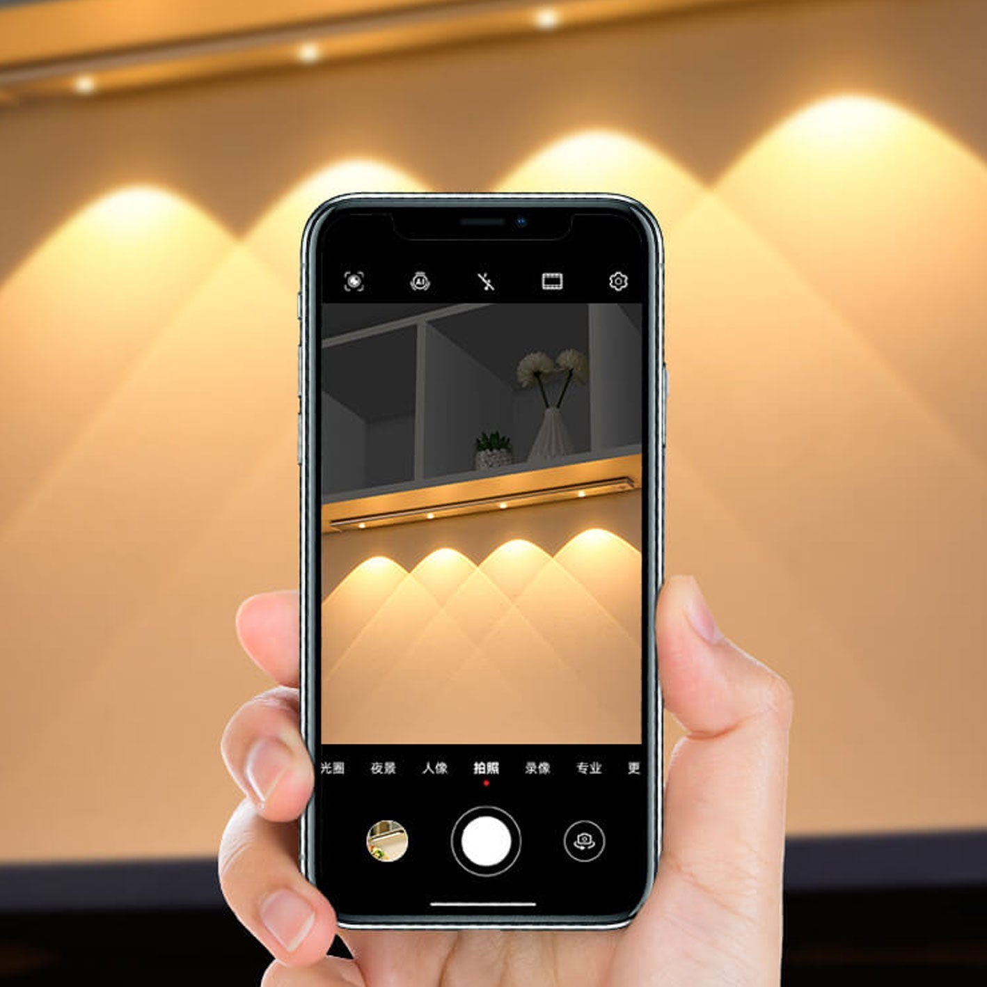 超薄型スマートLED人感センサー充電ヒルリップルライトストリップ