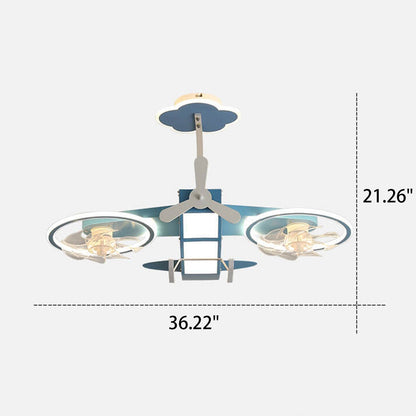 Creative Cartoon Aircraft Kids Flush Mount Ceiling Fan Light