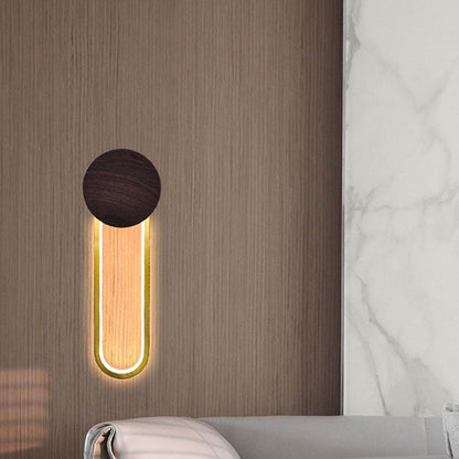 مصباح حائط LED دائري من الحديد المطاوع بتصميم عصري بسيط من الخشب 