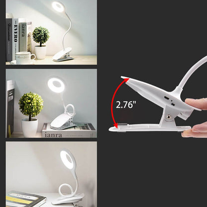 Simple Creative Foldable Round Shade Rechargeable Clips LED Desk Lamp