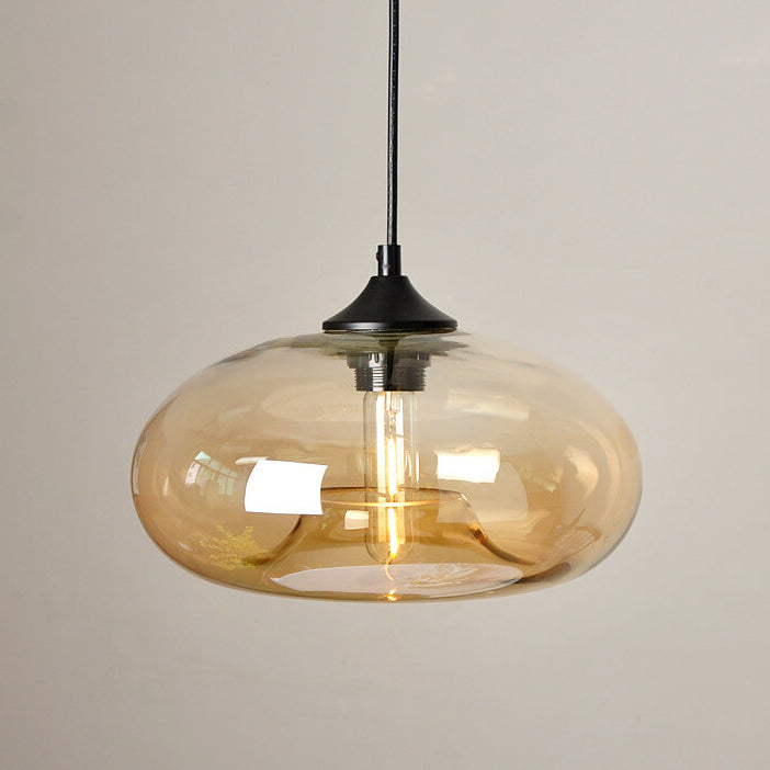Creative Colored Glass Oval 1-Light Pendant Light