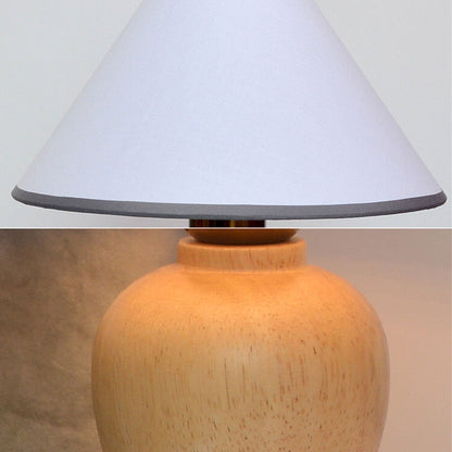 Nordic Vintage Cone Fabric Solid Wood Base 1-Light Table Lamp