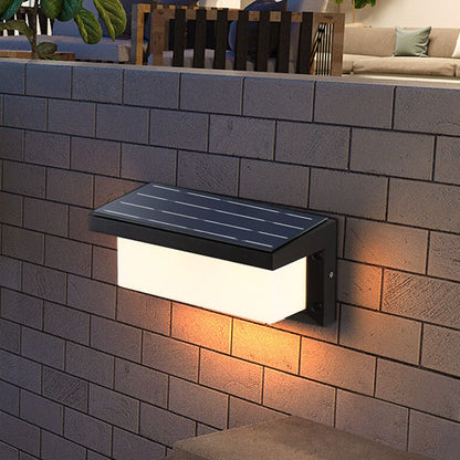 مصباح حائط LED خارجي مقاوم للماء بتصميم هندسي مربع حديث يعمل بالطاقة الشمسية 