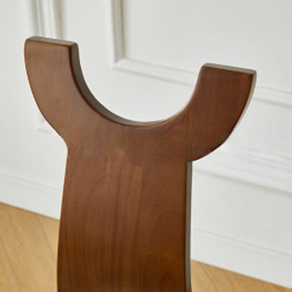 Traditional Vintage Cowl Square Cotton Linen Cat Scratch Leather Solid Wood Dining Chair Backrest Armless For Dining Room