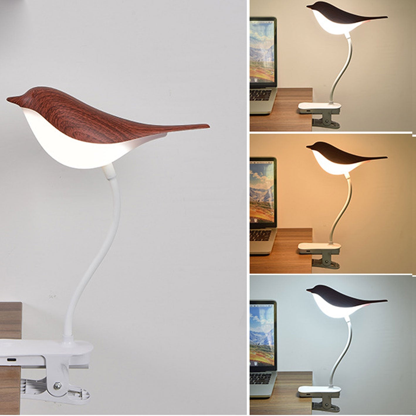 Nordic Creative Bird Clip USB Charging LED Night Light Table Lamp
